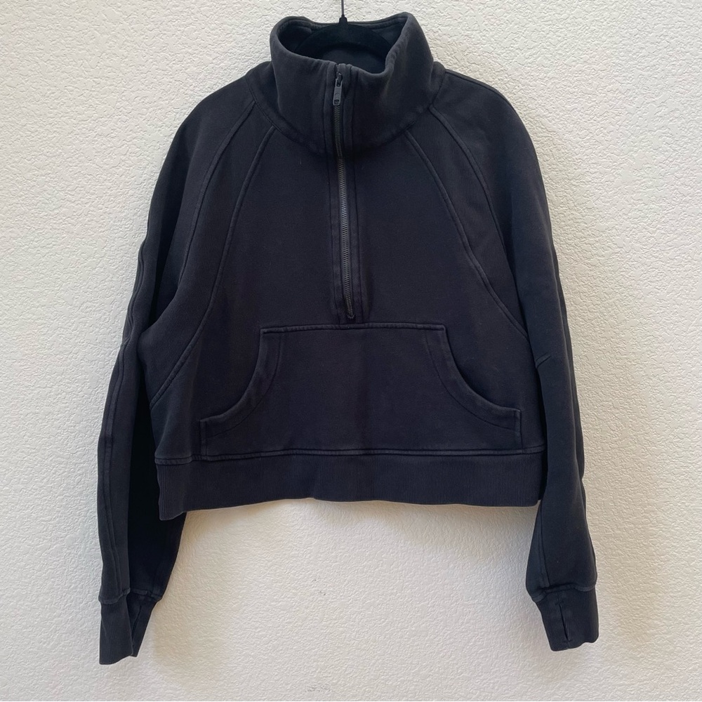 Lululemon Women's Scuba Oversized Funnel Neck Cropped Pullover Black Size M/L